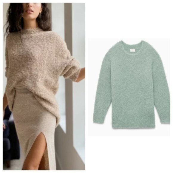 Aritzia Sweaters - ARITZIA WILFRED Alpaca Wool Seissan Sweater Oversized Crew Neck Green XS